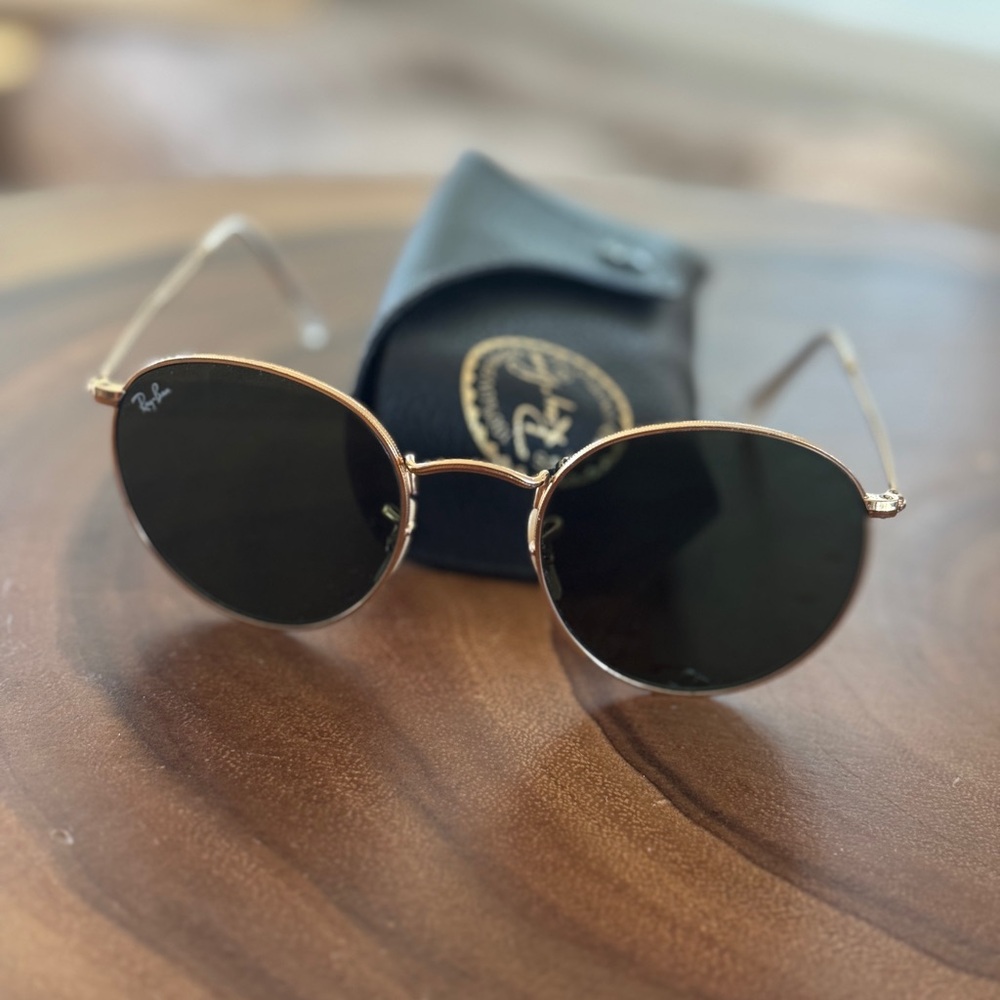 Ray-Ban RB3447N Round Metal Gold Frame Sunglasses